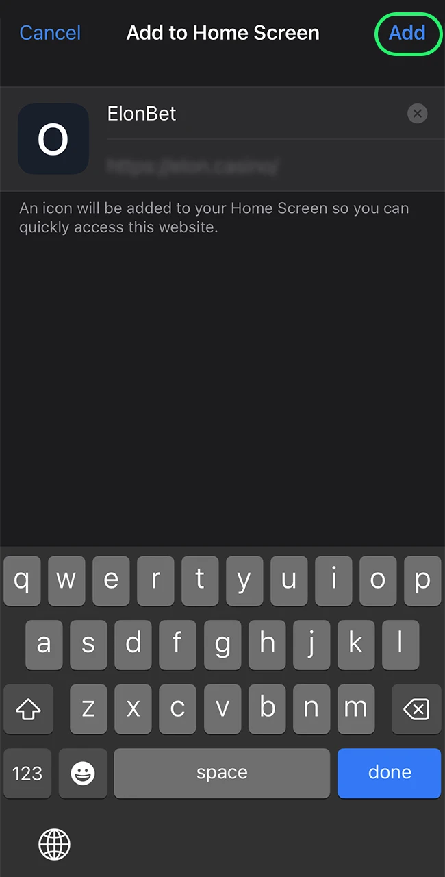 Complete the installation of the ElonBet app for your iOS platform by adding the icon to the desktop of your mobile device.