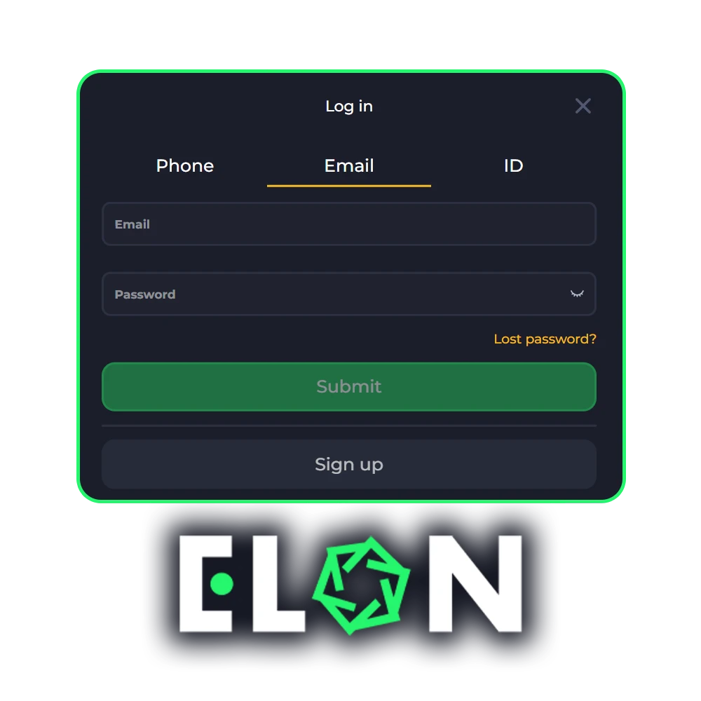 To authorize again in your ElonBet account, enter your login and password.