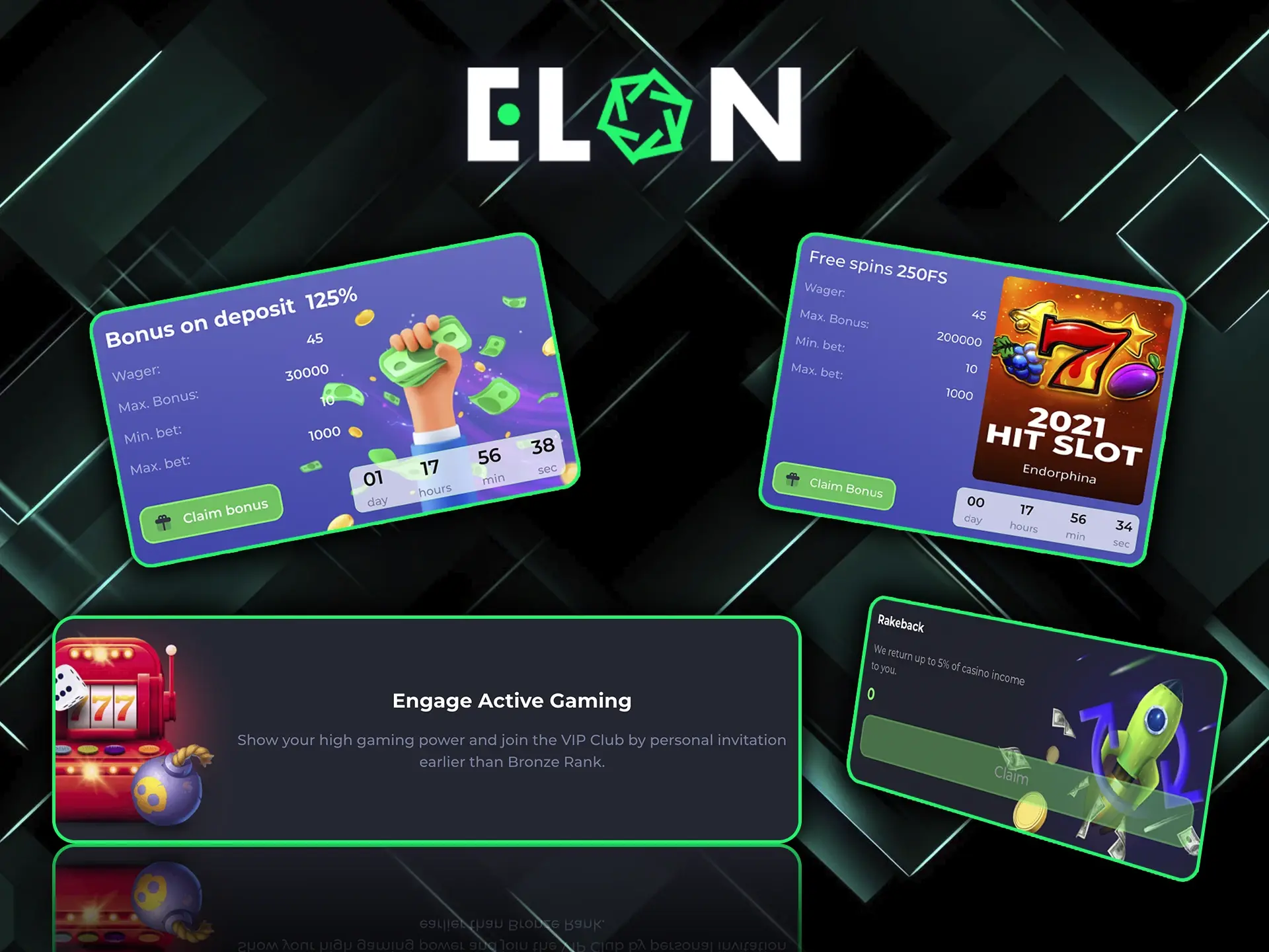 Check out the bonuses available for the best and popular slots from ElonBet Casino.